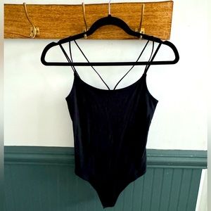 Criss cross black bodysuit